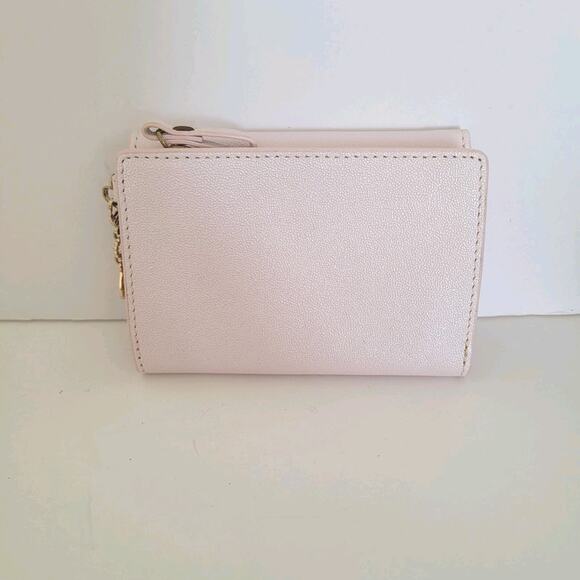 4C Luria Light Pink Saffiano Leather Wallet Floral Charm Designer Cute Small - Picture 2 of 10